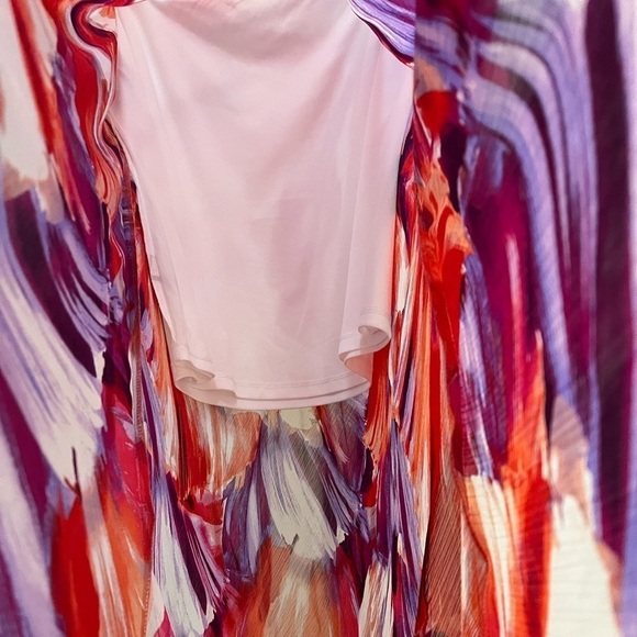 Boho Flirty Floral Maxi Skirt fever Bright multicolored Semi-sheer Women’s L - Picture 3 of 10